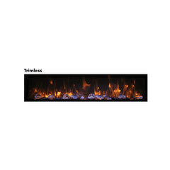 Amantii 88-Inch Panorama Deep Full View Smart Electric Fireplace – Indoor/Outdoor, WiFi, 5000 BTU Heater, Recessed Installation, BI-88-DEEP-OD