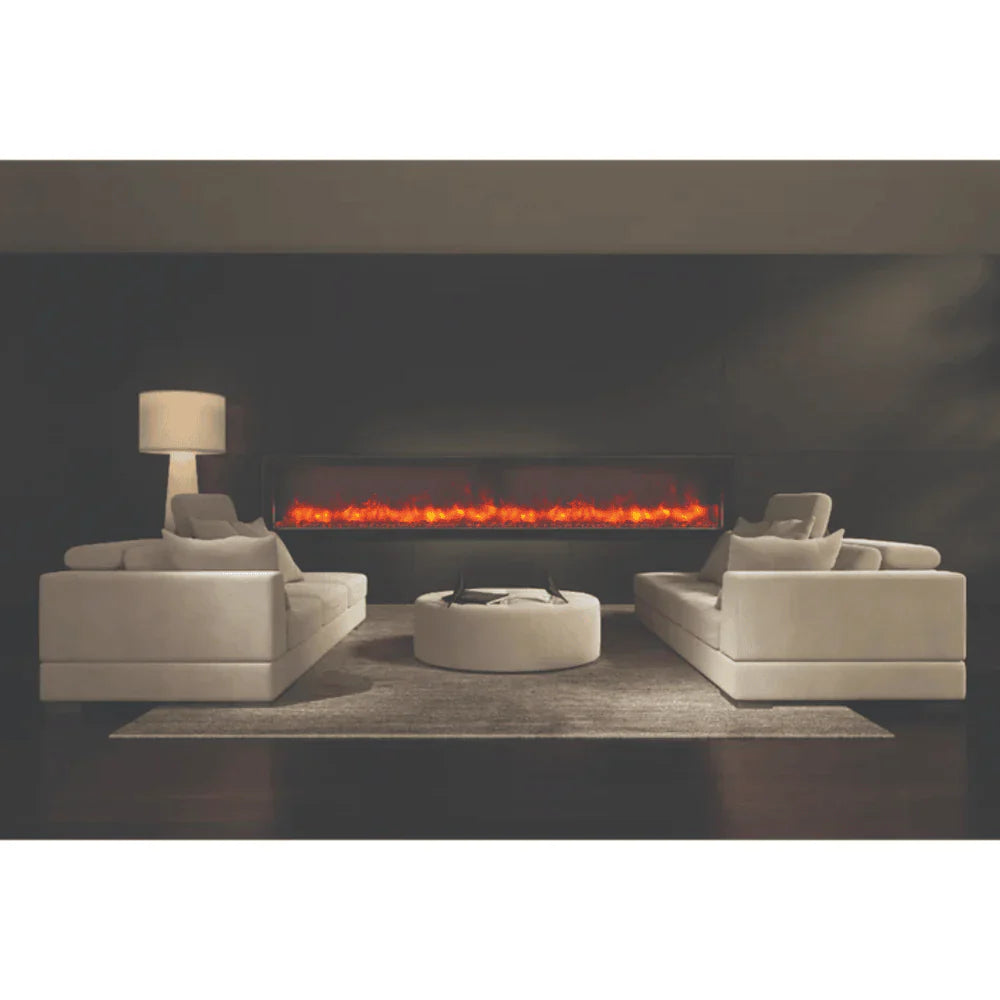 Amantii 88-Inch Panorama Deep Full View Smart Electric Fireplace – Indoor/Outdoor, WiFi, 5000 BTU Heater, Recessed Installation, BI-88-DEEP-OD