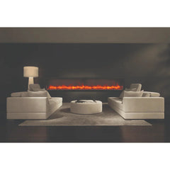 Amantii 88-Inch Panorama Deep Full View Smart Electric Fireplace – Indoor/Outdoor, WiFi, 5000 BTU Heater, Recessed Installation, BI-88-DEEP-OD