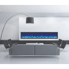Amantii 88 Inch Panorama Slim Full View Smart Electric Fireplace, Indoor/Outdoor, WiFi, Recessed or Wall Mount Installation, BI-88-SLIM-OD