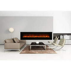 Amantii 88-Inch Indoor/Outdoor Smart Electric Fireplace – Wall or Flush Mount, WiFi Control, 1500W Heater, WM-FM-88-10023-BG