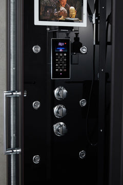 Maya Bath Platinum Anzio-R Steam Shower & Lucca Steam Shower – Compact Glass Enclosures with Smart TV, Full Body Massage