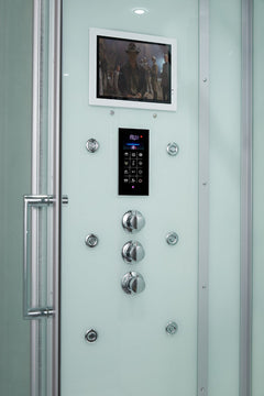 Maya Bath Platinum Anzio-L Steam Shower & Lucca Steam Shower – Compact Glass Enclosure with Smart TV & Full Body Massage
