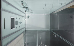 Maya Bath Platinum Anzio-R Steam Shower & Lucca Steam Shower – Compact Glass Enclosures with Smart TV, Full Body Massage