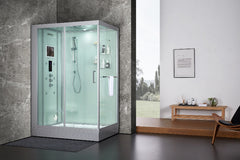 Maya Bath Platinum Anzio-L Steam Shower & Lucca Steam Shower – Compact Glass Enclosure with Smart TV & Full Body Massage