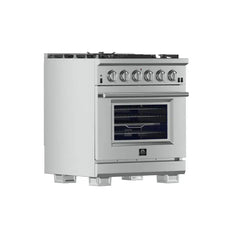FORNO Capriasca 30 Inch 4.32 cu. ft. Gas Range with 5 Italian Burners in Stainless Steel, FFSGS6260-30