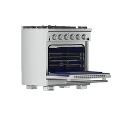 FORNO Capriasca 30 Inch 4.32 cu. ft. Gas Range with 5 Italian Burners in Stainless Steel, FFSGS6260-30