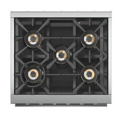 FORNO Capriasca 30 Inch 4.32 cu. ft. Gas Range with 5 Italian Burners in Stainless Steel, FFSGS6260-30