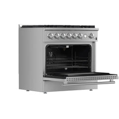 FORNO Marco 36-Inch 5.36 cu.ft. Gas Range with 6 Burners and Built-In Temperature Gauge, FFSGS6277-36