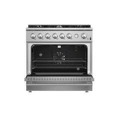 FORNO Marco 36-Inch 5.36 cu.ft. Gas Range with 6 Burners and Built-In Temperature Gauge, FFSGS6277-36