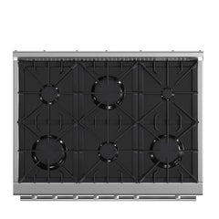 FORNO Marco 36-Inch 5.36 cu.ft. Gas Range with 6 Burners and Built-In Temperature Gauge, FFSGS6277-36