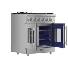 FORNO Massimo 30-Inch 4.32 cu. ft. Freestanding French Door Gas Range with 5 Burners, FFSGS6439-30
