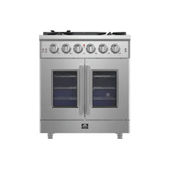 FORNO Massimo 30-Inch 4.32 cu. ft. Freestanding French Door Gas Range with 5 Burners, FFSGS6439-30