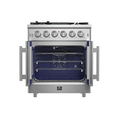 FORNO Massimo 30-Inch 4.32 cu. ft. Freestanding French Door Gas Range with 5 Burners, FFSGS6439-30