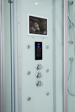MAYA Bath Arezzo Steam Shower – 37" Compact Luxury Spa with TV, Bluetooth &amp; 5KW Steam | Black or White