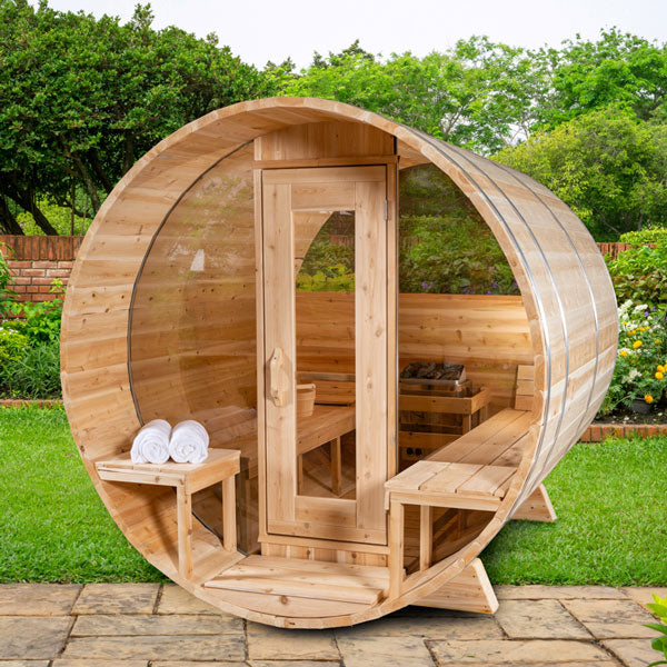 Dundalk LeisureCraft Serenity MP Barrel Sauna - Wood-burning Heater CTC2245MPW