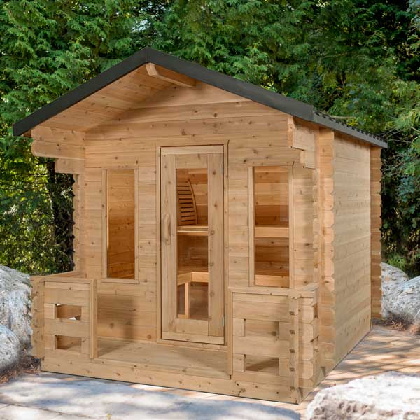 Dundalk LeisureCraft CT Georgian Cabin Sauna with Porch - Wood-burning Heater CTC88PW
