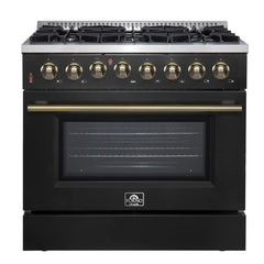 FORNO Galiano 36 Inch Dual Fuel Range, 6 Burners, 5.36 cu.ft. True Convection Oven FFSGS6156-36