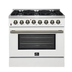 FORNO Galiano 36 Inch Dual Fuel Range, 6 Burners, 5.36 cu.ft. True Convection Oven FFSGS6156-36
