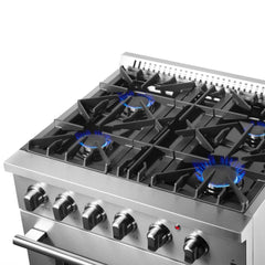 FORNO Marco 30 Inch Dual Fuel Range Stainless Steel, 4 Sealed Burners – 37,000 BTU, 4.32 cu.ft. True Convection Oven FFSGS6197-30