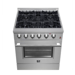 FORNO Marco 30 Inch Dual Fuel Range Stainless Steel, 4 Sealed Burners – 37,000 BTU, 4.32 cu.ft. True Convection Oven FFSGS6197-30
