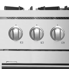 FORNO Marco 30 Inch Dual Fuel Range Stainless Steel, 4 Sealed Burners – 37,000 BTU, 4.32 cu.ft. True Convection Oven FFSGS6197-30