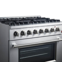 FORNO Marco 36 Inch Dual Fuel Range Stainless Steel, 6 Sealed Burners – 67,000 BTU, 5.36 cu.ft. True Convection Oven FFSGS6197-36