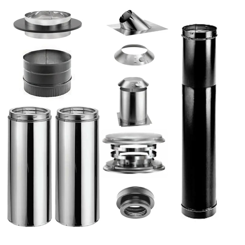 DuraTech 6-Inch Flat Ceiling Chimney Kit with Single Wall Black Pipe – UL103HT