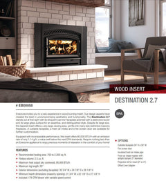 Enerzone 44 Inch Destination 2.7 Wood Burning Insert Indoor EB00058