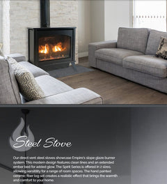 Empire 27" Spirit Steel Direct Vent Gas Stove with Slope Glaze Burner and Log Set DVP30MS30FP