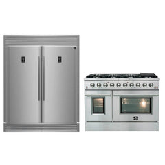 FORNO Appliance Package 2-Piece - Galiano 48" Dual Fuel Range, 60" Side-by-Side Refrigerator - FBDL-005-01CAUS