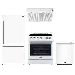 FORNO Appliance Package 4-Piece - 30" Electric Range, 30" Range Hood, 31" Refrigerator, 24" Built-In Dishwasher - FBDL-006-03US