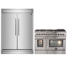 FORNO Appliance Package 2-Piece Galiano, 48" Stainless Steel Dual Fuel Range & 56" Refrigerator/Freezer - FBDL-017-03CAUS