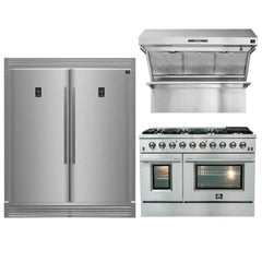 FORNO Appliance Package 3-Piece 48" Gas Range, 60" Refrigerator, and 48" Range Hood - FBDL-018-02US