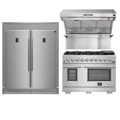 FORNO Appliance Package 3-Piece - 48" Gas Range, 60" Refrigerator, 48" ange Hood - FBDL-019-05US