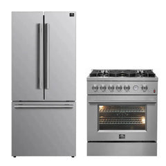FORNO Appliance Package 2-Piece - 30-inch Gas Range, 30" Refrigerator with Bottom Freezer 17.5 cu. ft Capacity - FBDL-020-01-CAUS