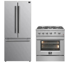 FORNO Appliance Package 2-Piece - 30-inch Gas Range, 30" Refrigerator 17.5 cu. ft - FBDL-021-02CAUS