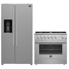 FORNO Appliance Package 2-Piece - Marco 36" Gas Range, Espresso Salerno 36" Refrigerator, FBDL-021-03CAUS