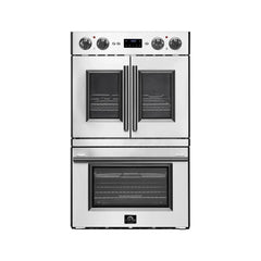 FORNO Gallico 30-Inch 7.36 cu. ft. French Door Double Electric Wall Oven with Telescopic Racks, Air Fry, Self-Clean and Sous Vide, FBOEL1388-30