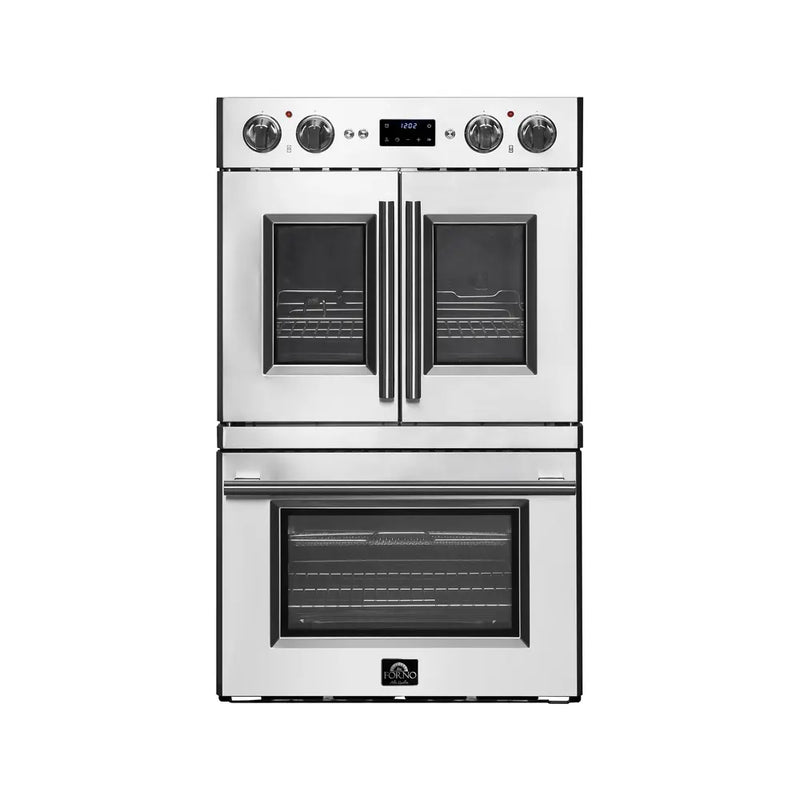 FORNO Gallico 30-Inch 7.36 cu. ft. French Door Double Electric Wall Oven with Telescopic Racks, Air Fry, Self-Clean and Sous Vide, FBOEL1388-30