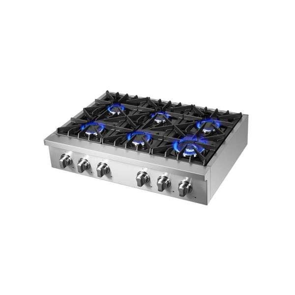 FORNO Cossato 36-Inch Gas Rangetop with 6 Sealed Burners in Stainless Steel, FCTGS5737-36