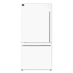 FORNO Espresso Milano 31" 17.2 cu. ft. Refrigerator and Bottom Freezer with Ice Maker in White and Silver Handles FFFFD1786-31WHT