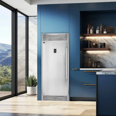 FORNO Rizzuto 32" 13.8 cu. ft. Left Hand Swing Dual Zone Refrigerator/Freezer in Stainless Steel with Grill Trim Kit, FFFFD1933-32LS