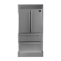 FORNO Moena 36-Inch French door Refrigerator 19 Cu.Ft with Trim Kit in Stainless Steel FFRBI1820-40SG