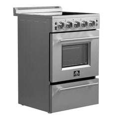 FORNO Loiano 24" 2.3 cu. ft. Freestanding Electric Range with 4 Element Burners in Stainless Steel, FFSEL6069-24