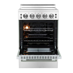 FORNO Loiano 24" 2.3 cu. ft. Freestanding Electric Range with 4 Element Burners in Stainless Steel, FFSEL6069-24