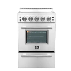 FORNO Loiano 24" 2.3 cu. ft. Freestanding Electric Range with 4 Element Burners in Stainless Steel, FFSEL6069-24