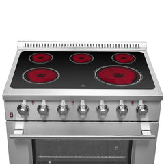 FORNO Galiano 36 Inch Freestanding Electric Range, 5 Radiant Burners FFSEL6083-36