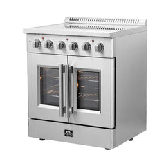 FORNO Galiano 30 Inch Freestanding French Door Electric Range, 4 Radiant Burners with French Door FFSEL6917-30