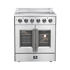 FORNO Galiano 30 Inch Freestanding French Door Electric Range, 4 Radiant Burners with French Door FFSEL6917-30